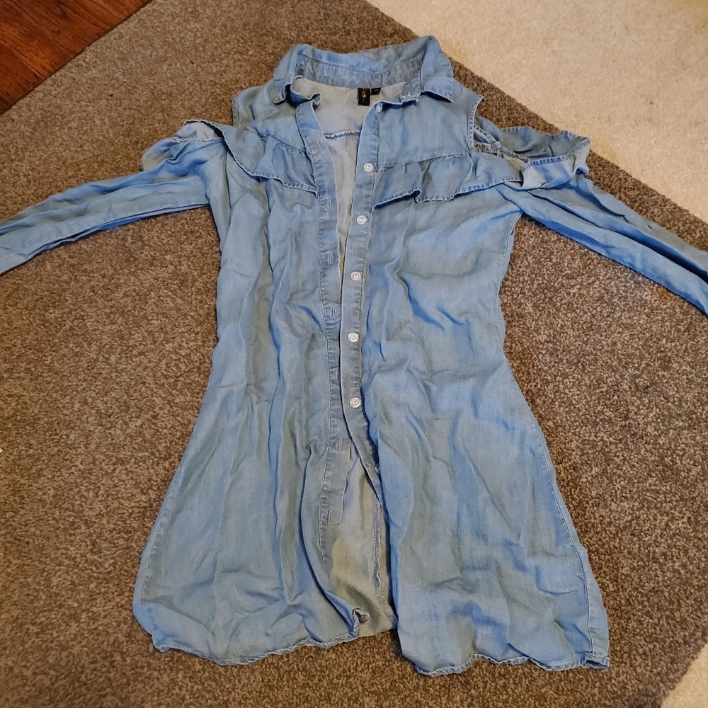 Cold Shoulder Jean Dress